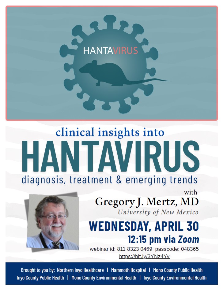 graphic representation of promotion flyer for Hantavirus talk by Dr. Gregory Mertz