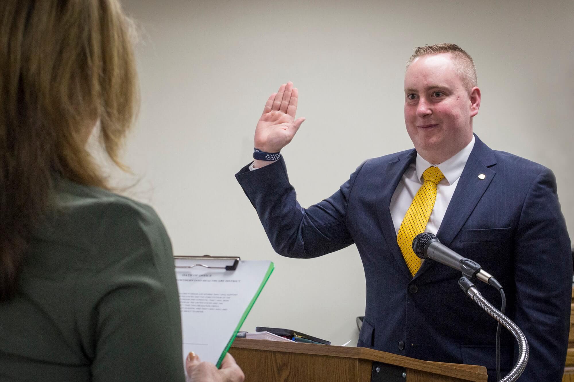 Robert Sharp being sworn in